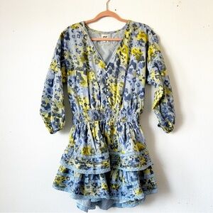 Aerie Blue and Yellow Floral Mini Dress